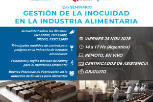 12vo. Seminario Gestión de la Inocuidad en la Industria Alimentaria